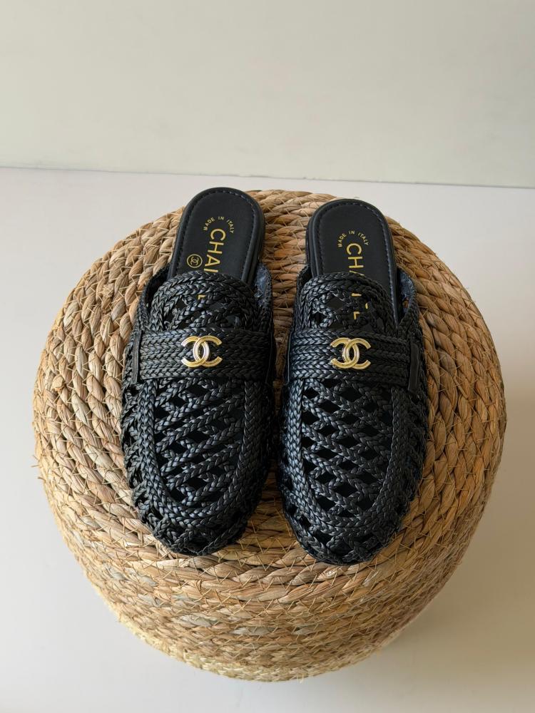 Chanel Woven Mule Loafers