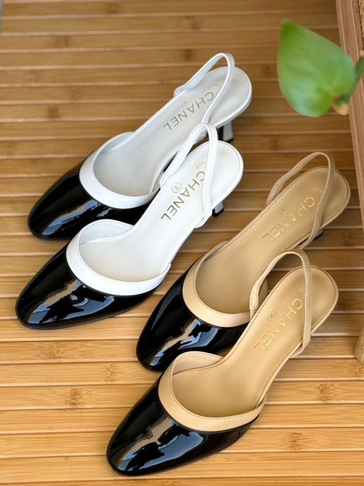 Chanel Slingback Patent Toe Heels