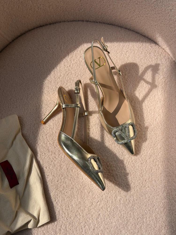 Valentino VLogo Crystal Slingback Heels