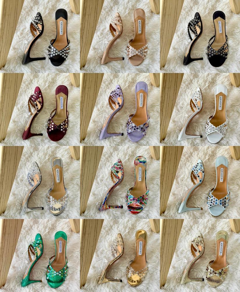 Aquazzura Crystal Embellished Mule Heels – 12 Colors