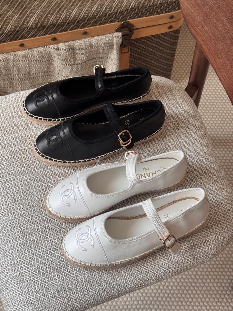 Chanel Mary Jane Espadrille Flats