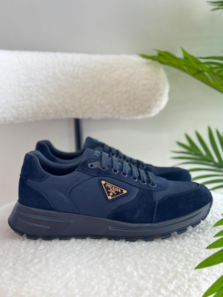Prada Suede & Nylon Logo Sneakers
