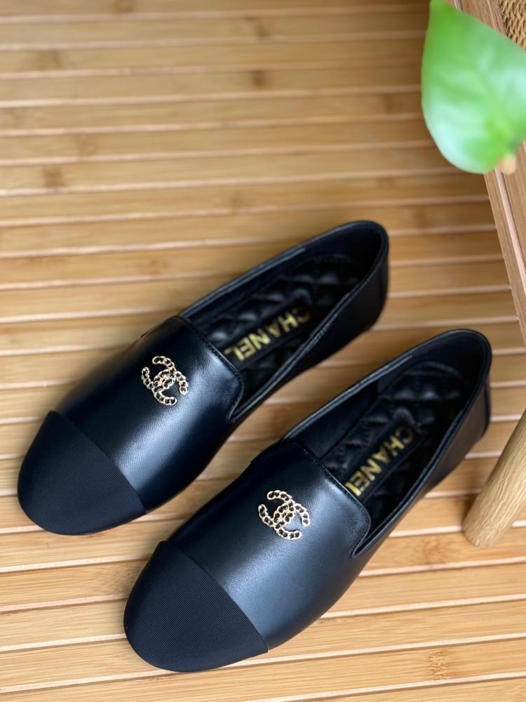 Chanel CC Leather Ballerina Flats
