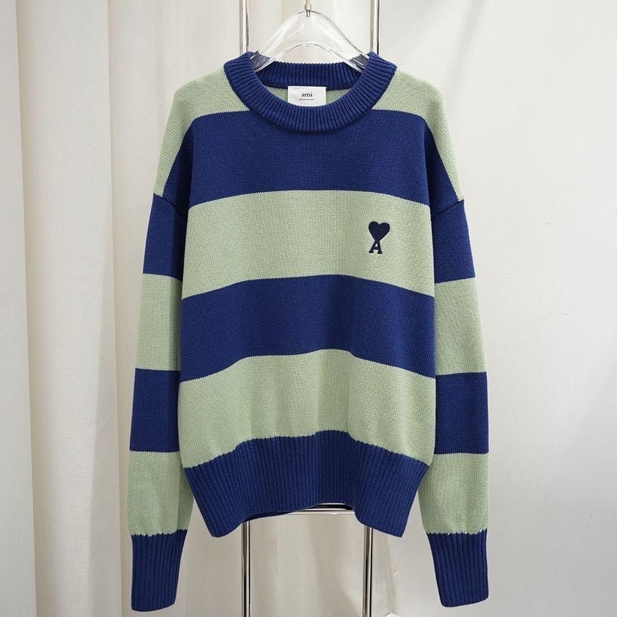 Ami Paris Striped Knit Sweater
