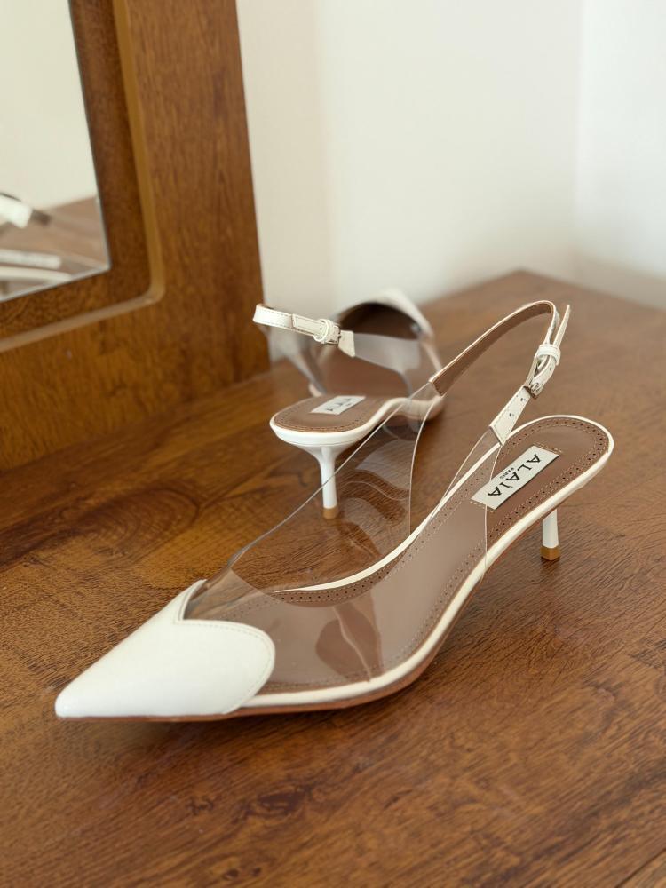 Alaïa Clear Slingback Low Heels