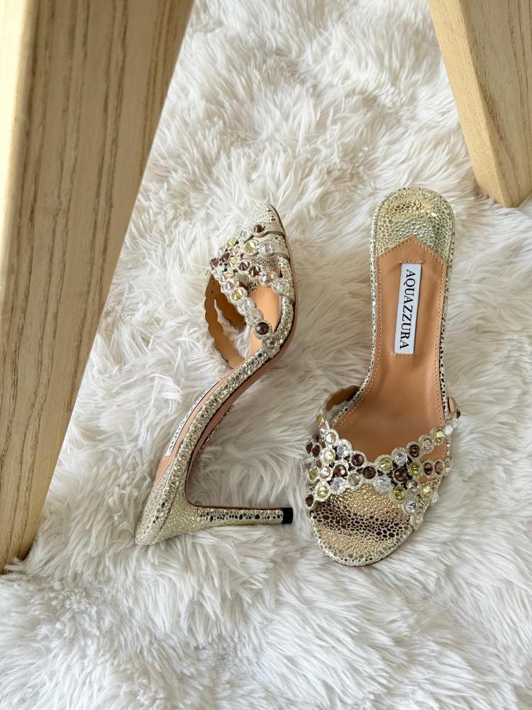 Aquazzura Crystal Embellished Mule Heels – 12 Colors