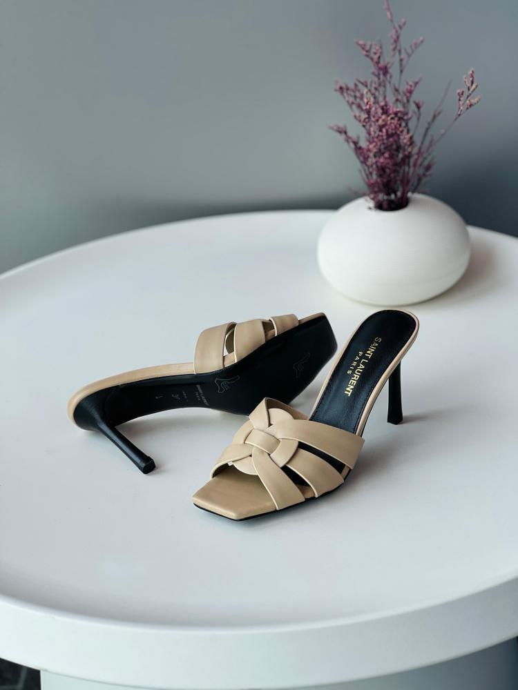 Saint Laurent YSL Braided Strap Mules Heels