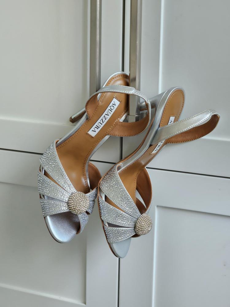 Aquazzura Crystal Knot Sandal Heels