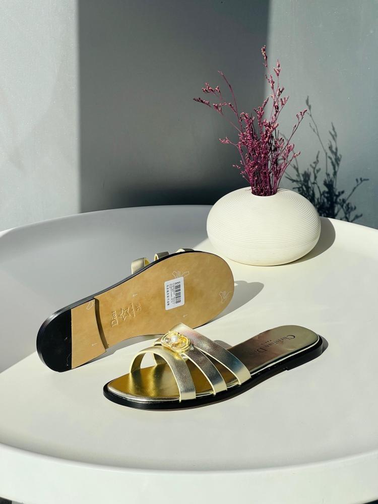 Christian Dior CD Buckle Flat Slides