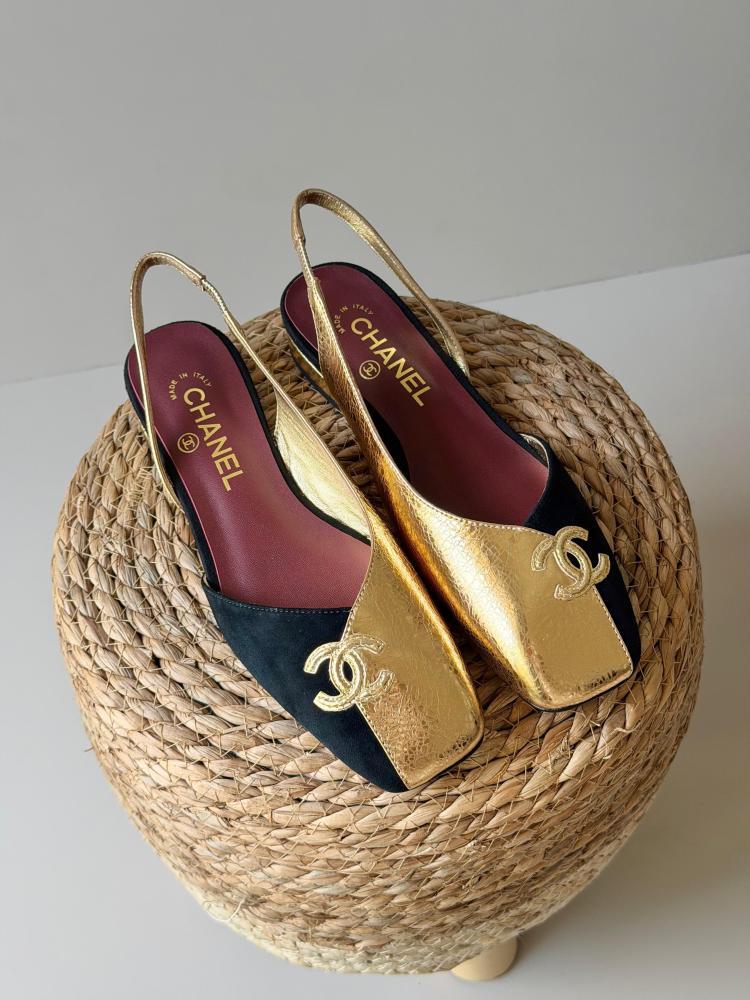 Chanel Slingback Leather Flats