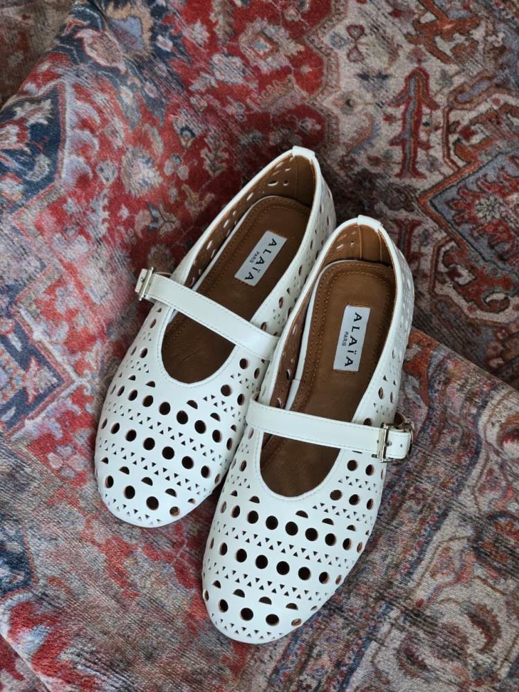 Alaïa Laser Cut Mary Jane Flats