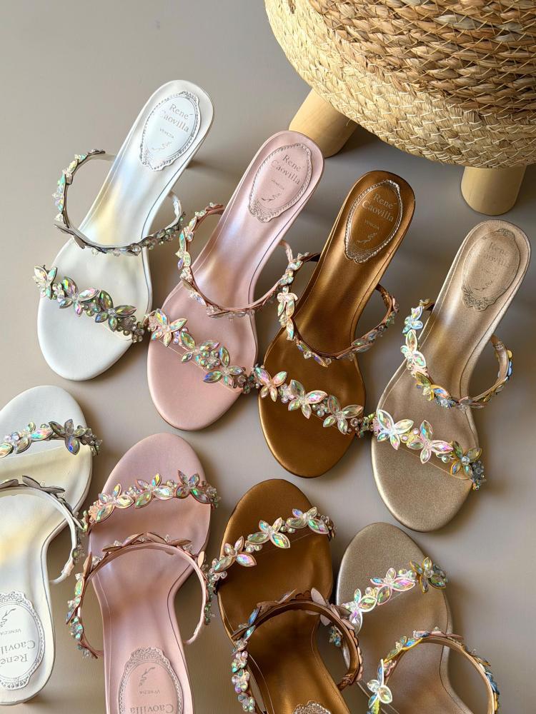 Rene Caovilla Crystal Butterfly Strap Heels