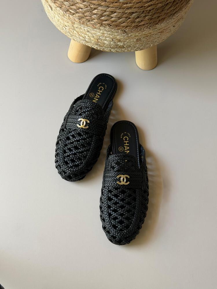 Chanel Woven Mule Loafers