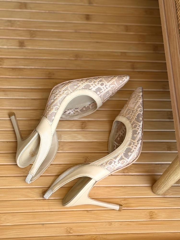Dior Slingback Mesh Logo Heels