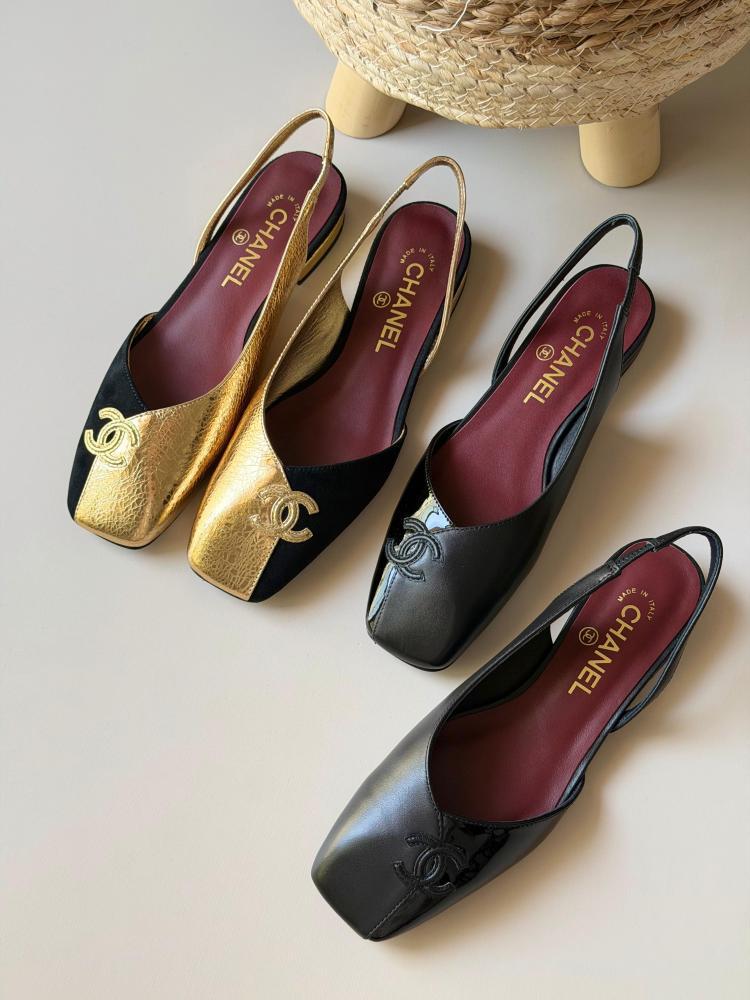 Chanel Slingback Leather Flats