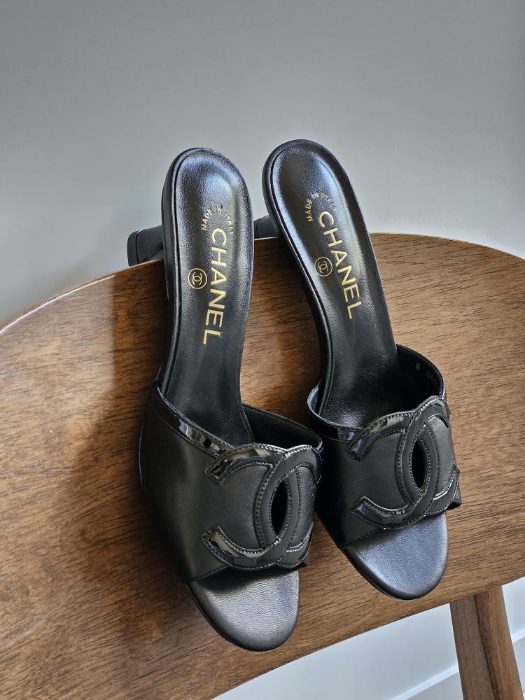 Chanel CC Open Toe Heeled Sandals