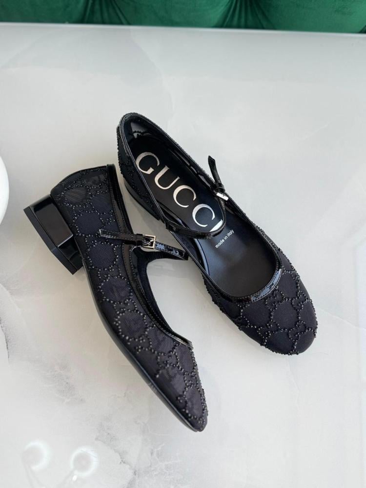 Gucci GG Crystal Mary Jane Ballerina