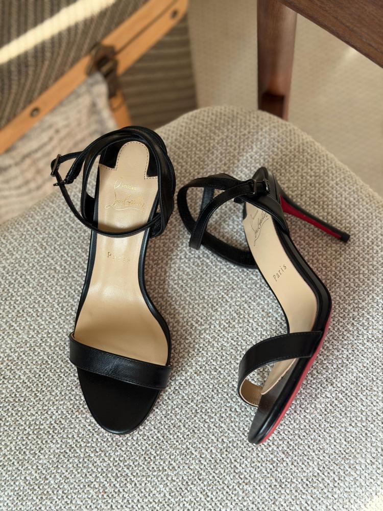 Christian Louboutin Black Ankle Strap Heeled Sandals