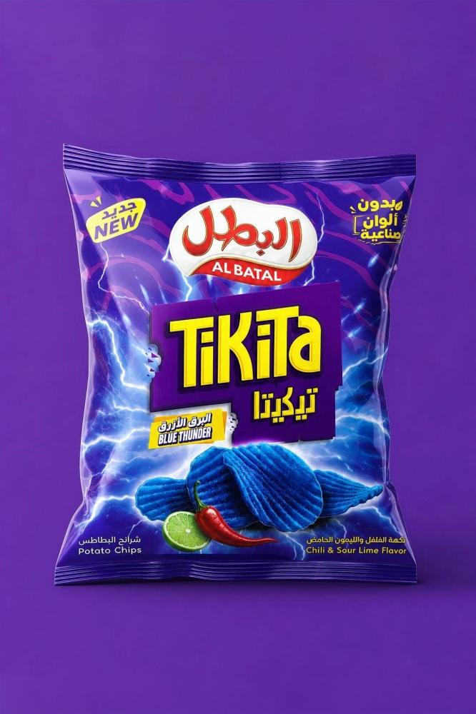 شيبس البطل تيكيتا الأزرق حار وحامض - روشن سويت