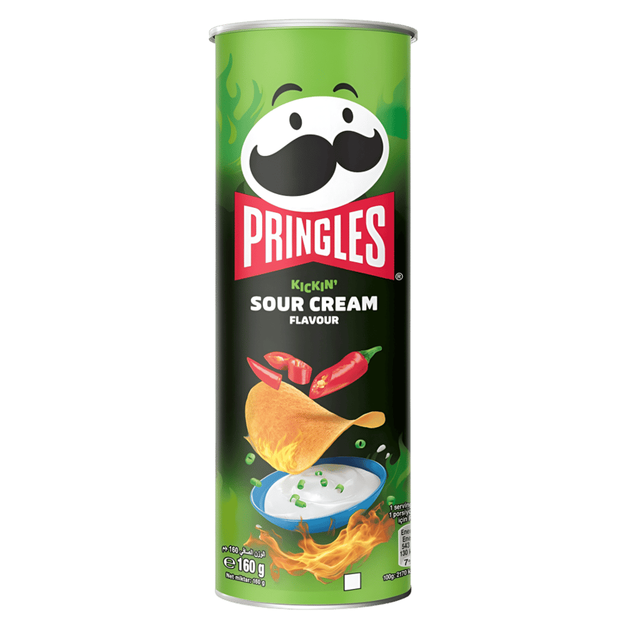 - برينجلز Kickin Sour Cream شيبس حار 160 جم - روشن سويت