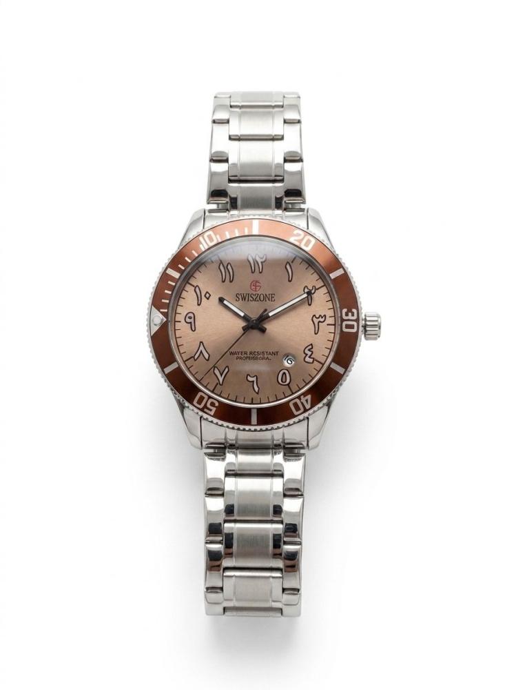 Men's watch stainless steel brown color
