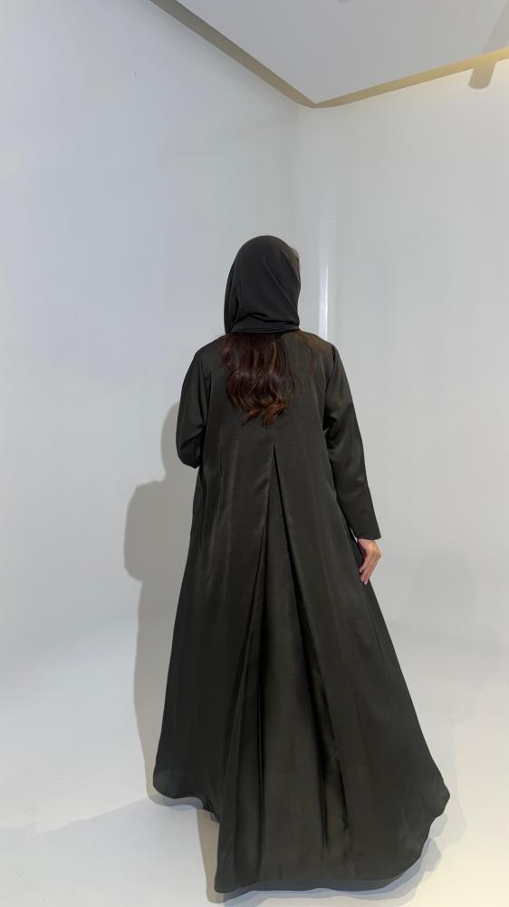 عباية زيتي بربطة أمامية S06