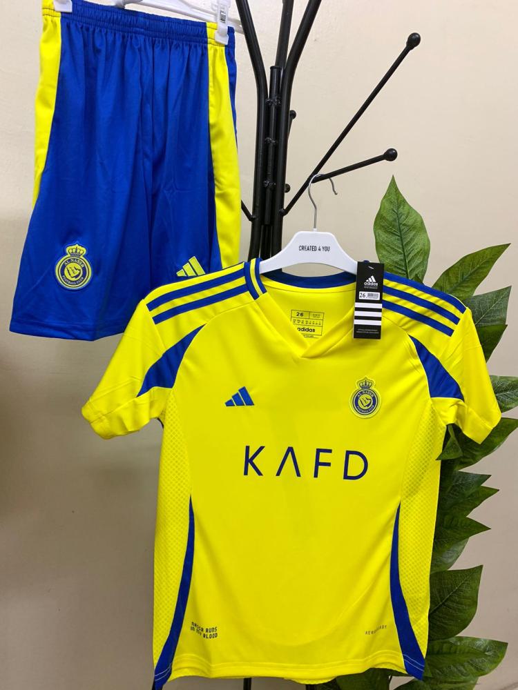 طقم النصر - تيشيرت النصر الاصفر اطفال 2025 فئة اللاعبين