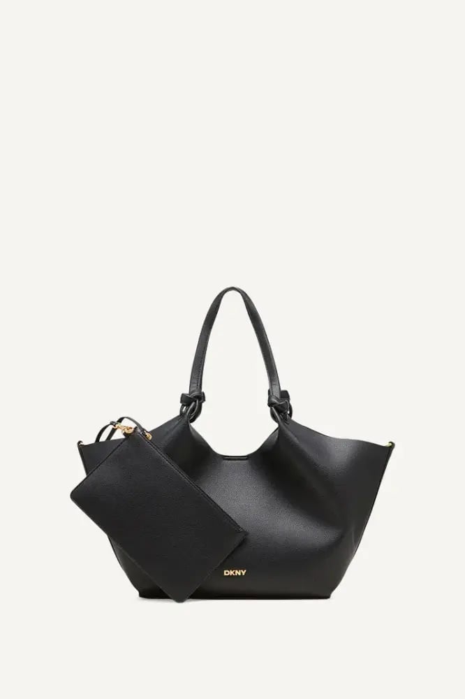 حقيبة يد نسائية DKNY جلد فاخر حجم Larg – تصميم هوبو مع محفظة مرفقة (عدة ألوان)