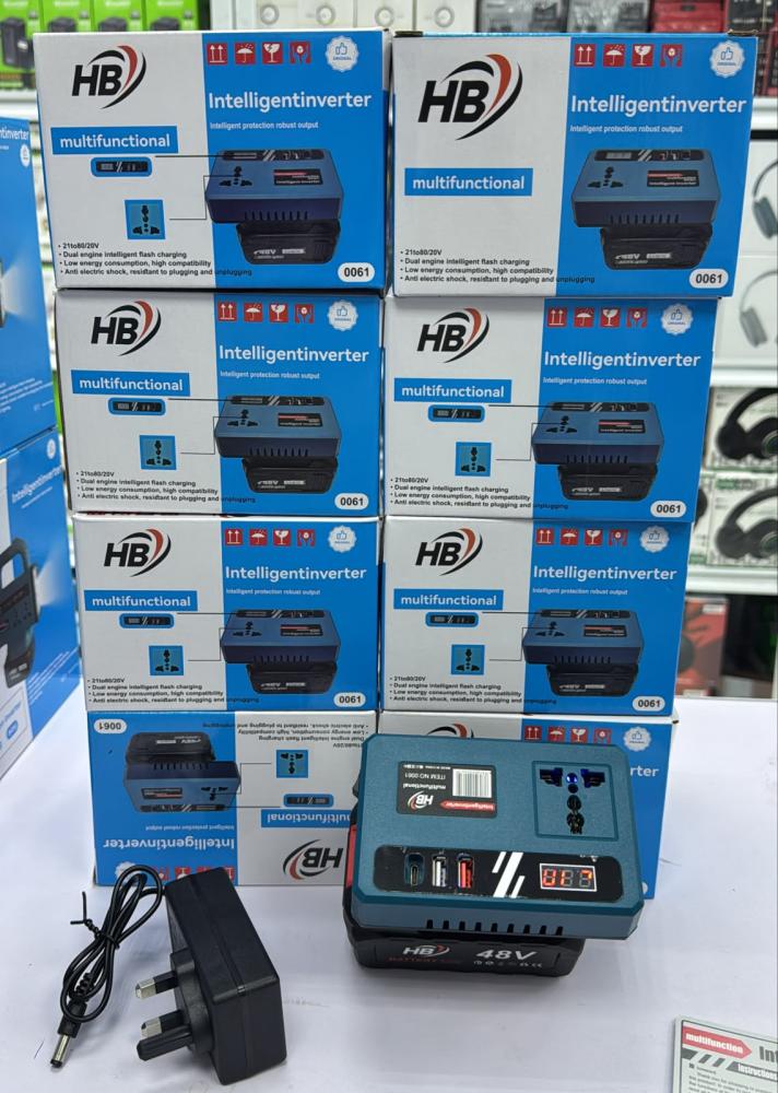 جهاز إنفيرتر ومحول طاقة ذكي متعدد الوظائف من HB مع بطارية 48 فولت وإضاءة LED