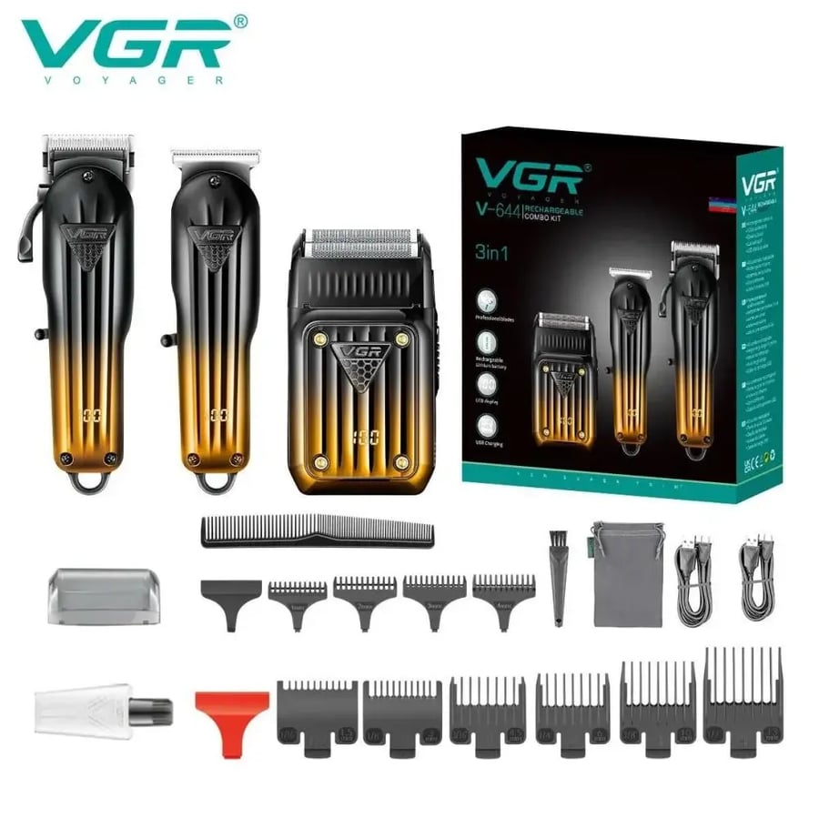 ماكينة حلاقة VGR - V-644 مجموعة العناية للرجال 3*1 ماكينة قص وتشذيب وحلاقة Foil Shaver