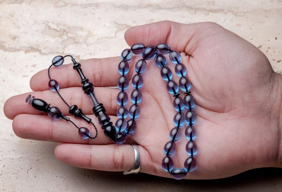 مسباح فاتوران أزرق فاتح شفاف – تمليكة | 33 حبة