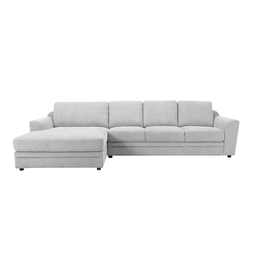 Modern polyester corner sofa – "L-Shape" design in elegant light gray color