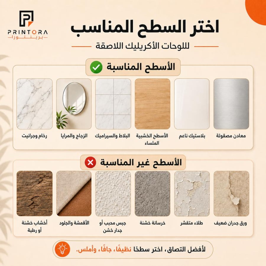الأسطح المناسبة لتركيب لوحة لا إله إلا الله الأكريليك