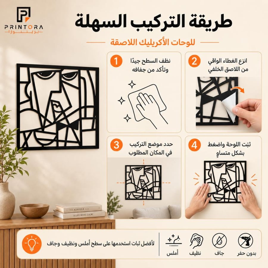 طريقة تركيب لوحة الوجه التجريدي باللاصق