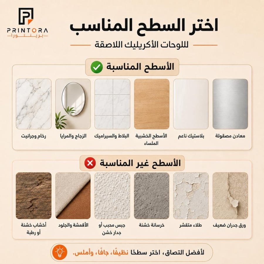الأسطح المناسبة لتركيب لوحة أكريليك وجوه متداخلة