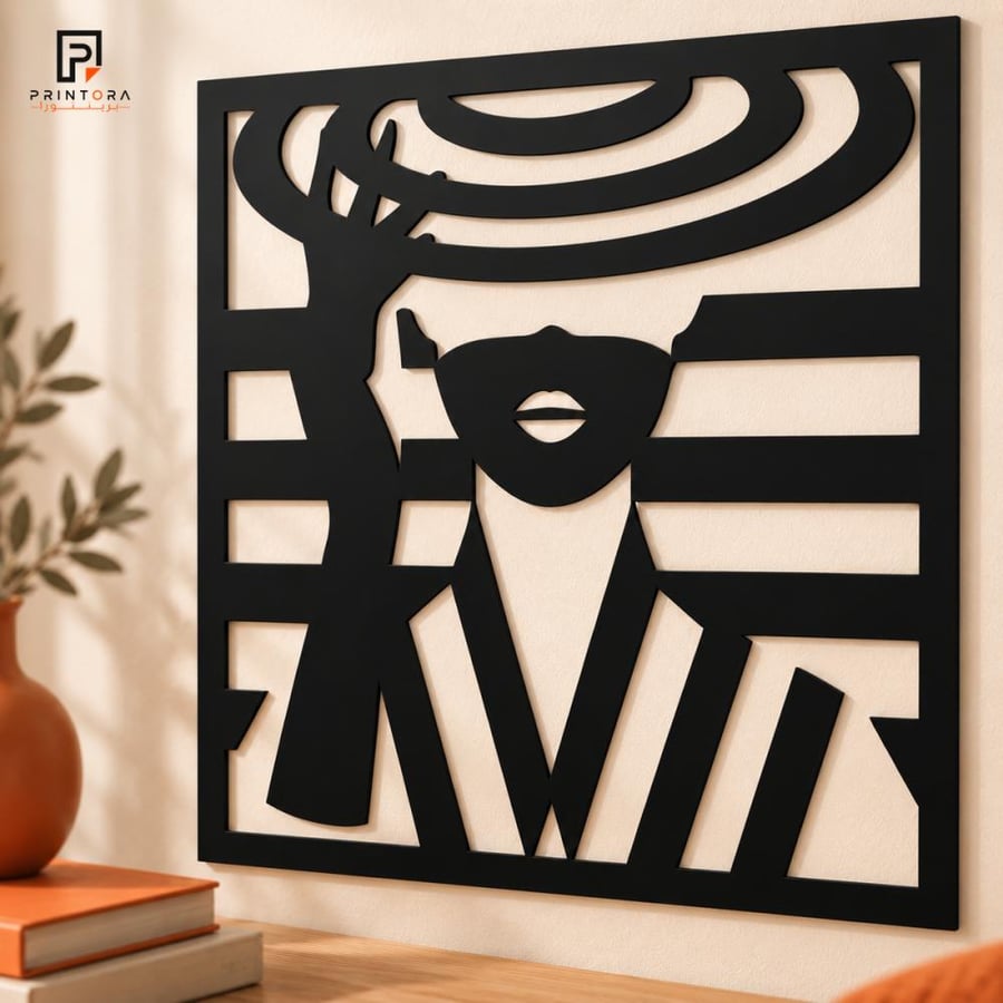 تفاصيل تصميم المرأة والقبعة في الأكريليك
