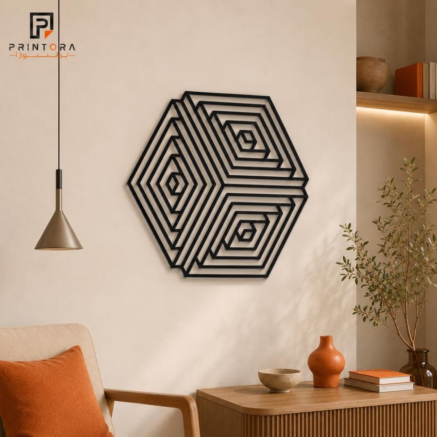 منحوتة أكريليك مودرن هندسية من زاوية جانبية
