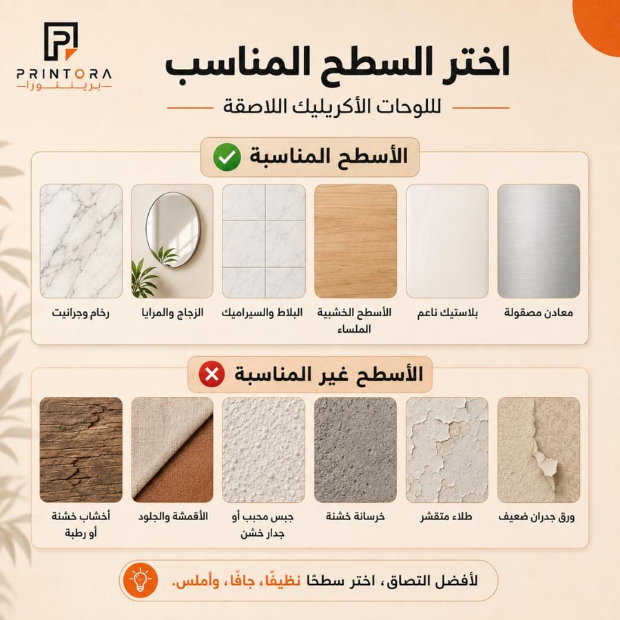 الأسطح المناسبة للوحات الأكريليك اللاصقة
