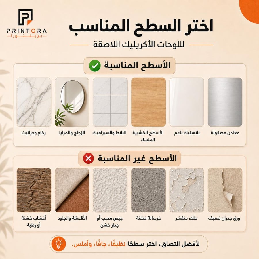 الأسطح المناسبة لتركيب لوحة بسم الله الرحمن الرحيم الأكريليك