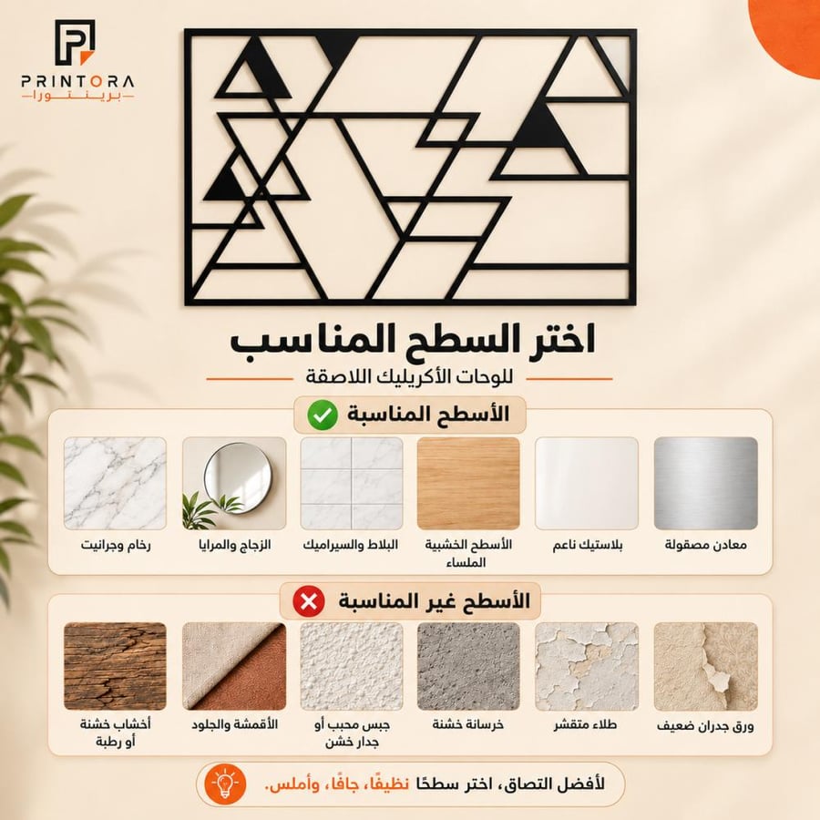 الأسطح المناسبة للوحات الأكريليك اللاصقة