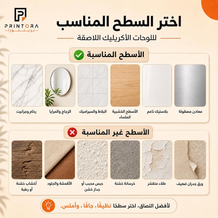 الأسطح المناسبة لتركيب لوحة رب اغفر لي ولوالدي الأكريليك