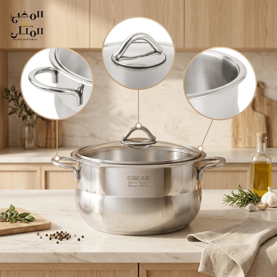 طقم قدور تركي ستانلس ستيل9 قطع (بغطاء ستانلس)