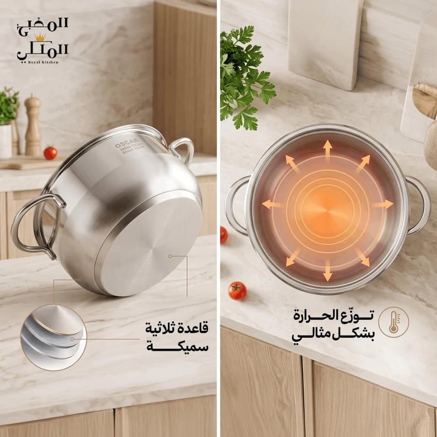 طقم قدور تركي ستانلس ستيل9 قطع (بغطاء ستانلس)