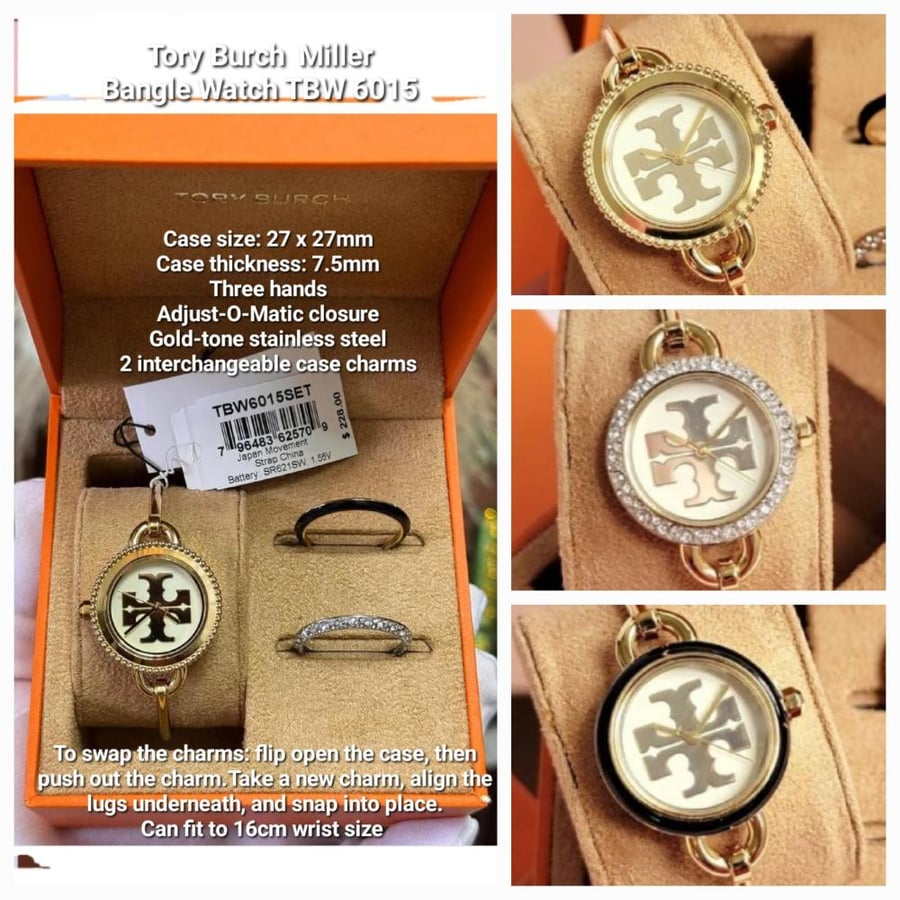 ساعة توري بيرش Tory Burch Miller Bangle Quartz watch TBW6015 Gold tone