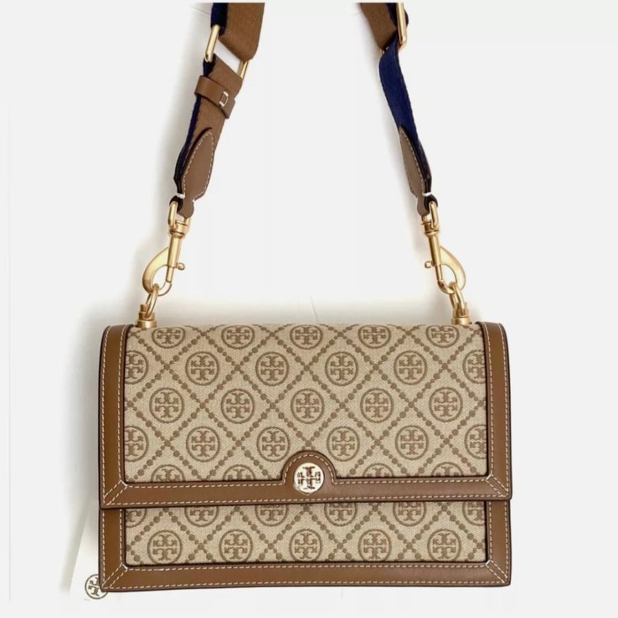 شنطة توري بيرش Tory Burch T Monogram Jacquard Shoulder Bag with TB Dustbag