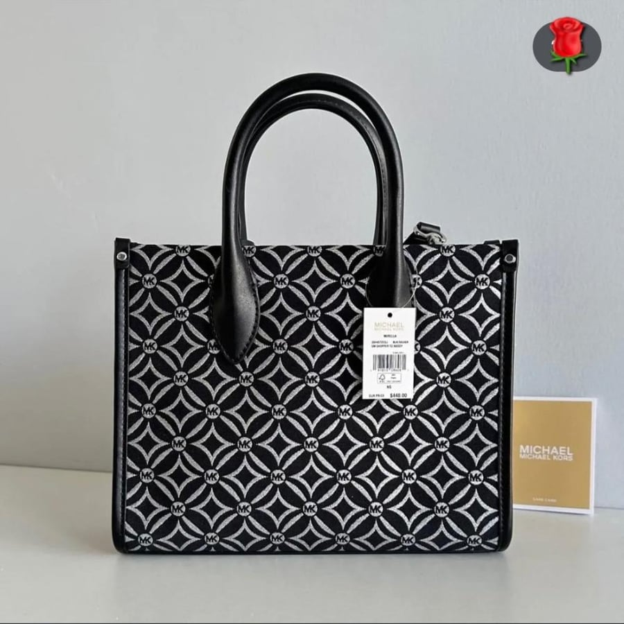 شنطة مايكل Michael Kors Mirella Small Metallic Logo Zip Tote