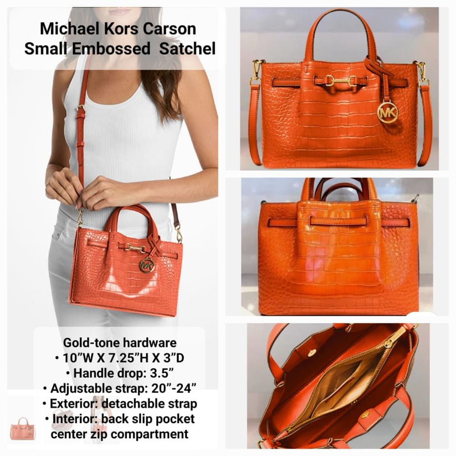 شنطة مايكل كورس Michael Kors Carson Small Embossed Satchel/Xbody