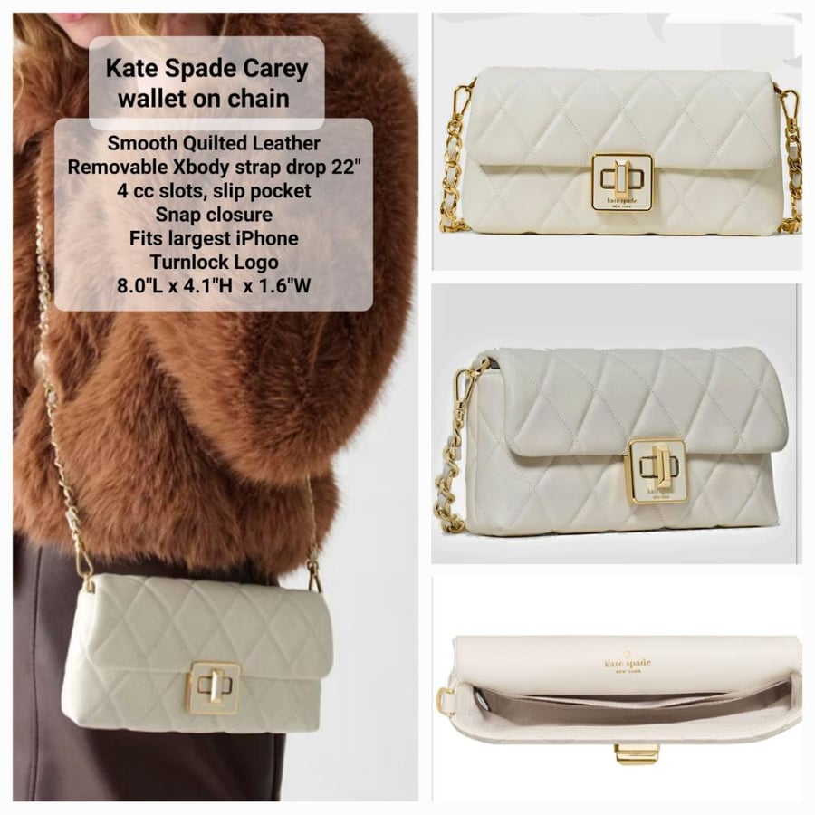كيت سبيد Kate Spade Carey Smooth Quilted Wallet on Chain