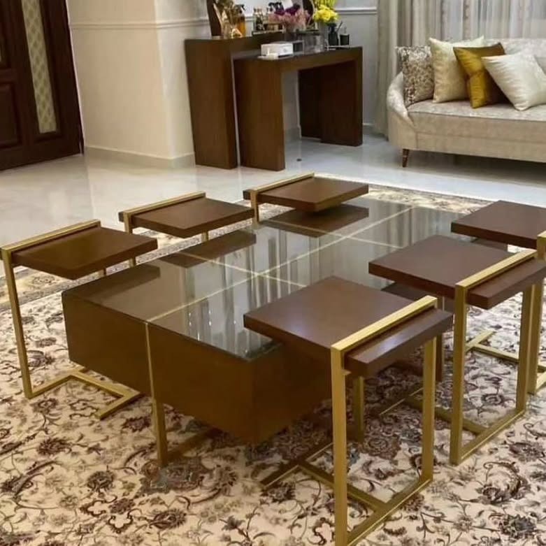 طقم طاولة قهوة 7قطعه قشرة سنديان