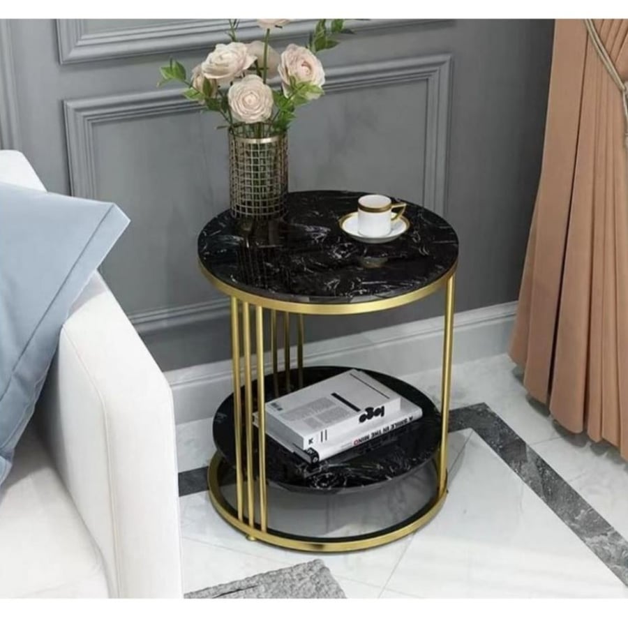 Side table 45×55 cm - marble base iron stand